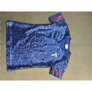 MLB Genuine Merchandise Texas Rangers Girls Blue Sequin Short Sleeve Top